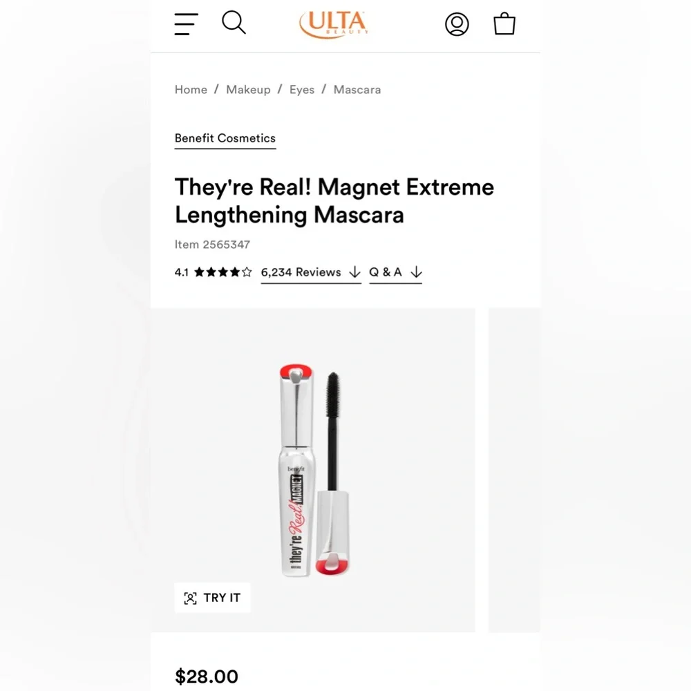 BENEFIT THEY’RE REAL MAGNET EXTREME LENGTHENING MASCARA - SUPERCHARGED BLACK